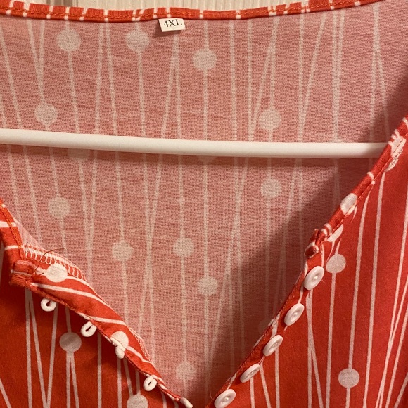 Stylish Orange Geometric Short Sleeve Top - Picture 2 of 10